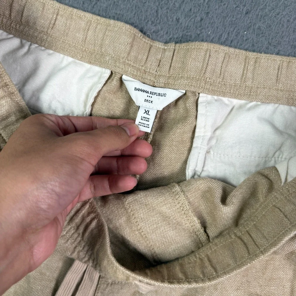 Banana Republic Shorts Mens XL Tan Linen Blend Deck 7